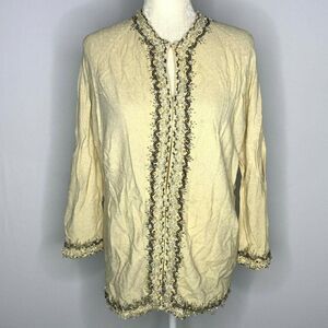 Vintage 50s Beaded Cardigan Sweater M Cream Angora Lambswool For Repair